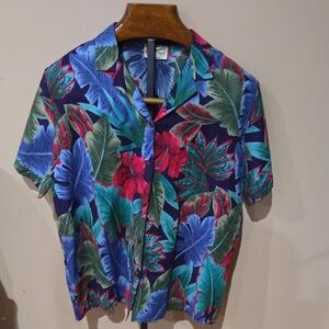 Hilo Hattie Hawaiian Vintage Short Sleeve Womens Large Button Up Shirt